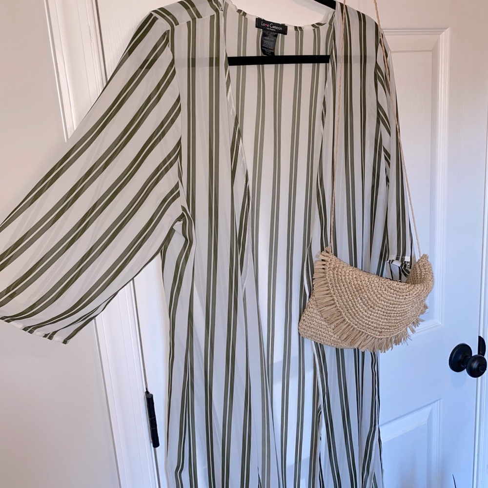 Sheer Lightweight Striped Kimono